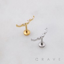 MARQUISE CZ FAN ARCH CRESCENT THREADLESS (PUSH IN) 316L SURGICAL STEEL LABRET SET